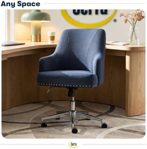 Serta Home Office Desk Chair with Low Padded Arms, Vanity Chair for Bedroom