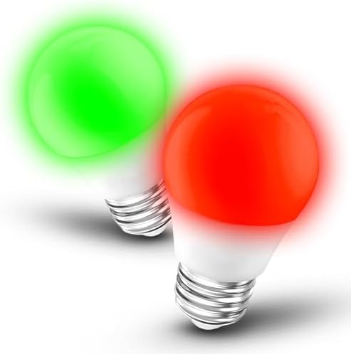 Red Green Light Bulbs 25w-40w Equivalent, Christmas Light Bulb(1Red+1Green)