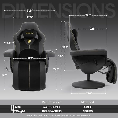 Dowinx Gaming Recliner Chair No Wheels with Footrest Shtasu Massage Lumbar