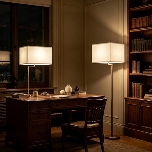 GO&SO White Rectangle Lamp Shades Set of 2 Medium,14"L×8"W×9"H Shade Deco