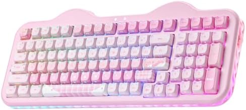 YUNZII C98 Cute Wireless Mechanical Keyboard(Pink Mao, Milk Switch)