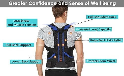 Posture Corrector for Women and Men, Adjustable Back Straightener Posture Corrector,Upper Lower Back Brace Support Belt for Men Women Body Neck Shoulder Trainer (XXL, Black)