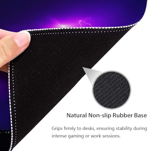 Radiant Purple Lightning Mouse Pad, Bolt Illuminating Scene Desk Mat