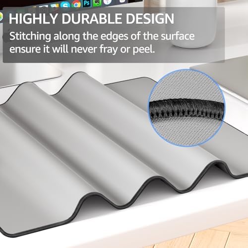 KTRIO Large Gaming Mouse Pad, Desk Mat, 31.5 x 15.7 in, Silver Grey, XXL