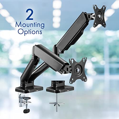 Dual Spring LCD Monitor Arms with USB and Multimedia Ports for: ViewSonic 32 Inch 1080p Widescreen IPS Monitor with Ultra-Thin Bezels (VX3276-MHD)