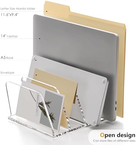 SANRUI Acrylic Desk Mails File Sorter Clear Letter Organizer Holder,4 Slot