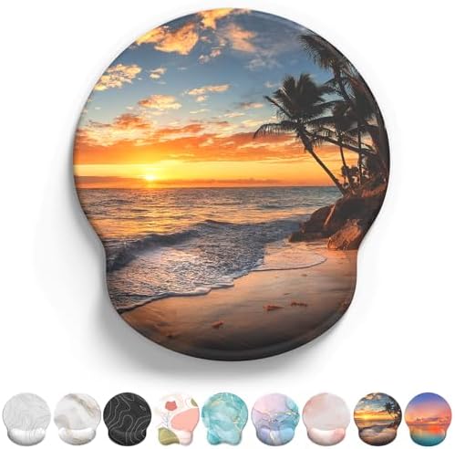 eulps Mouse Pad with Wrist Rest, Comfortable Computer Mousepad with Gel Wrist Support Smooth Surface and Non-Slip PU Base for Pain Relief, Laptop, Office & Home (Sunset)