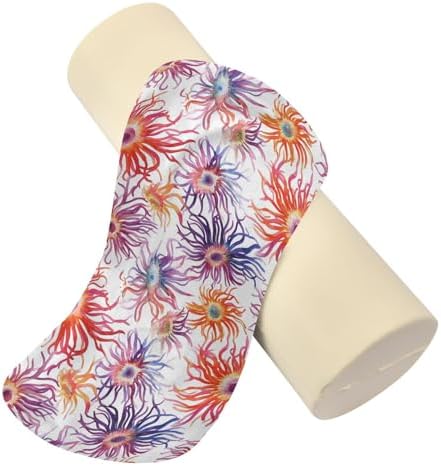 Yuiboo Bolster Pillow for Legs Massage Table Funny Sea Anemone White Neck Roll Pillow Memory Foam 5.5" x 17" Small Round Pillow Insert Pillow Roller Round Pillow Covers with Zipper