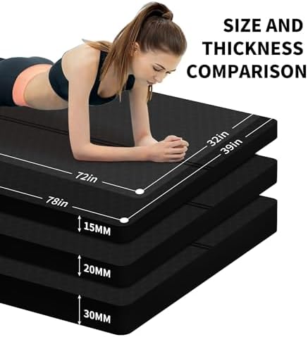 nuveti Large Exercise Mat - 15mm/20mm/30mm Thick Yoga Mat | Workout Mat for Fitness, Yoga, Pilates, Stretching & Floor Exercises for Women & Men with Free Carrying Bag