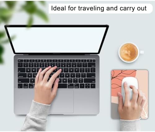 Small Mouse Pad, Mini Mouse Pad 6 X 8 Inch with Non-Slip Rubber Base for Keyboard Tray Laptops Wireless Mouse Home Office Travel, Washable & Portable (Bohemian Art Leaves)