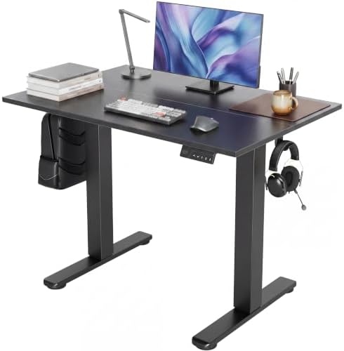 Claiks Electric Standing Desk, 40x24 Inch, Black