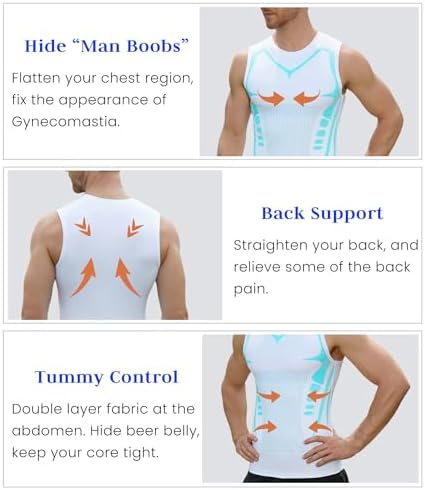 Compression Shirt Men Slimming Body Shaper Vest Crewneck Workout Tank Top