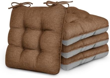 Love's cabin Memory Foam Chair Cushions Set of 4, 19 Inch, Brown