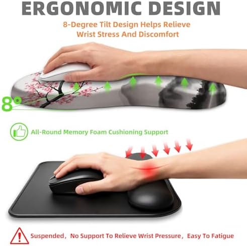 Ergonomic Mouse Pad Wrist Support for Carpal Tunnel Pain Relief