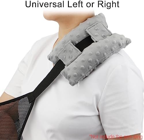 Neck Pad Strap Cushion Pillow for Arm Sling Comfort Shoulder Support Pad Rotator Cuff Replacemet Surgery Elbow Brace Carry Padded Cover Broken Wrist Hand Injury Cast, Minky Dot Light Gray