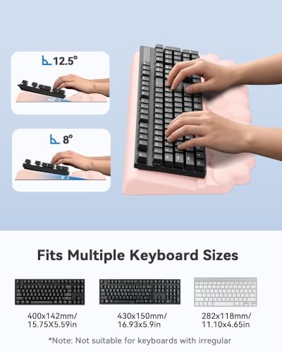 Pink Cloud Wrist Rest for Keyboard and Mouse, Desktop Keyboard Riser Pad
