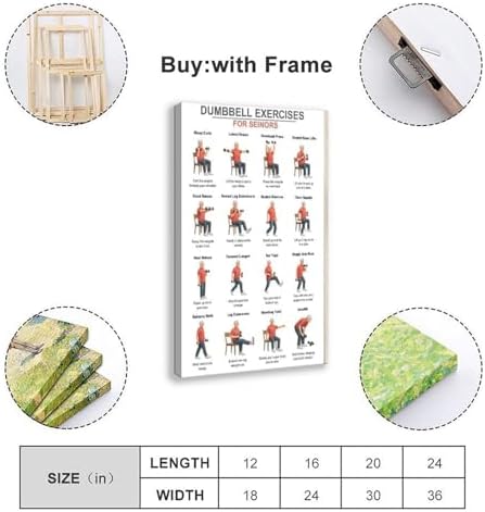 Dumbbell Exercises for Seniors Seated Chair Strength Workout Balance And Stability Training Canvas Poster Wall Art for Living Room Bedroom Decor Frame 24x36inch