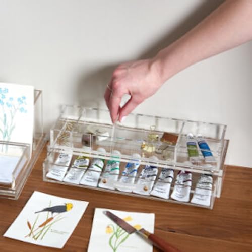 russell+hazel Acrylic Desk Organizer Tray with 3 Dividers, Clear