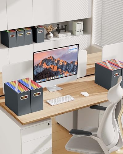 Oterri Portable Collapsible Cardboard File Box with Handle for Letter-Size