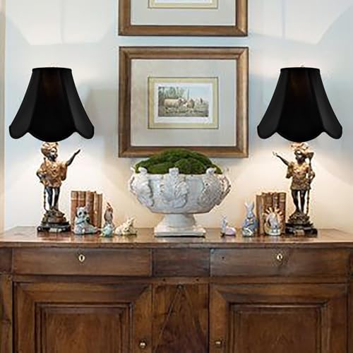 GO&SO Lamp Shades Set of 2,6" x 13" x 10.6",Bell Lamp Shade,Black Petals