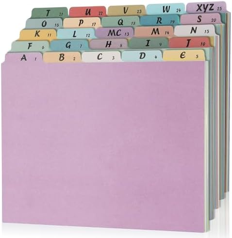 gisgfim 25 Alphabet File Guides, A‑Z Top‑Tab File Cabinet Dividers, Vintage