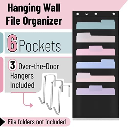 Mr. Pen- Hanging Wall File Organizer, 6 Pocket, Black