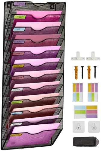 Wall Mounted File Organiser A8 Mesh in Hanging Wall File Holder Mail Organiser