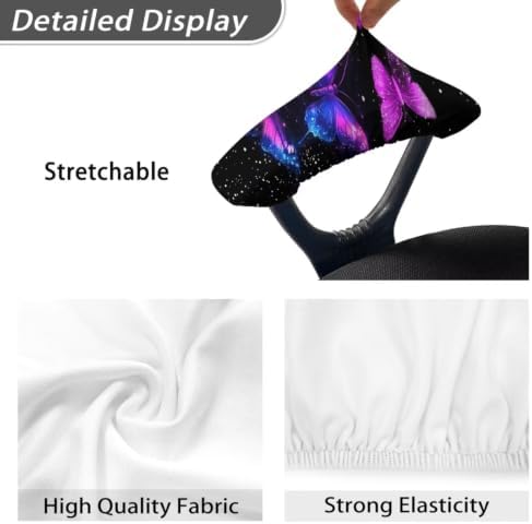 Butterfly Printed Office Chair Armrest Covers Set of 2 Anti-Dust Gaming Chairs Arm Rest Slipcover Cover with Elastic Edge Dust-Proof Washable Home Decorative Accessories