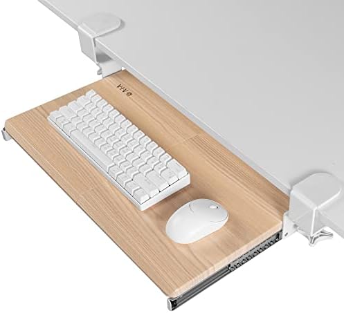 VIVO Light Wood Clamp-on 20 x 11 in Keyboard Tray, MOUNT-KB05ES-A