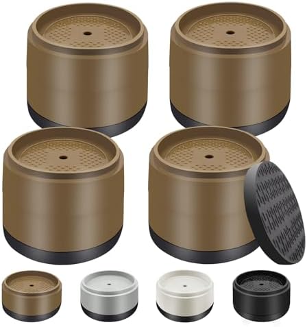 Furniture Risers Bed Risers Heavy Duty 1 inch, 2 inch, 3 inch, 4 inch Round Adjustable Bed Lifts Riser for Desk Legs Table Couch Sofa Chair Refrigerator Washing Machine (1+1 Inch, Brown, 4 Pack)
