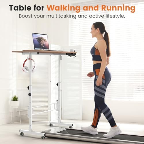 Hadulcet Small Standing Desk with Wheels, Rolling Desk Adjustable Height