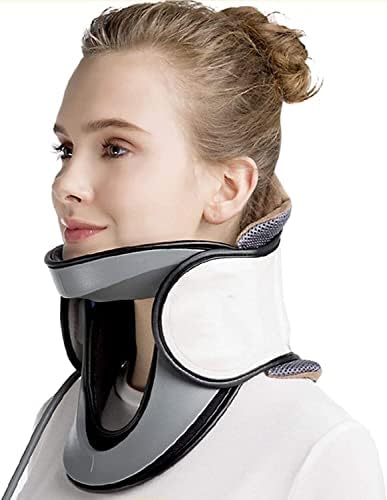 Neck Traction Device, Neck Stretcher for Neck and Shoulder Pain Relief Neck Care Recover Tool Cervical Traction Device for Adults Students (Color : White)