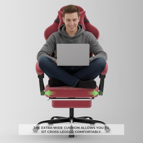 Ergonomic Gaming Chair Video Gamer Chairs Gaming Computer Chairs Gamer Chairs for Adults Massage Lumbar Support Swivel Height Adjustable Headrest Backrest RED