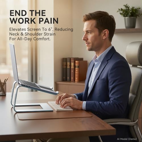 SOUNDANCE Laptop Stand, Aluminum Ergonomic Desk Riser, 10-15.6", Aquamarine