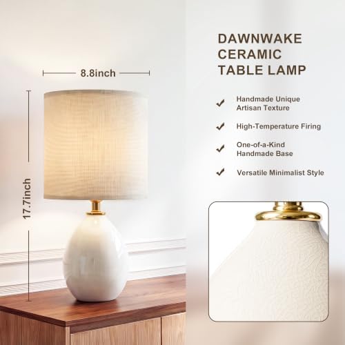 Dawnwake 17.7" Ceramic Table Lamps Set of 2 for Living Room Bedroom, White