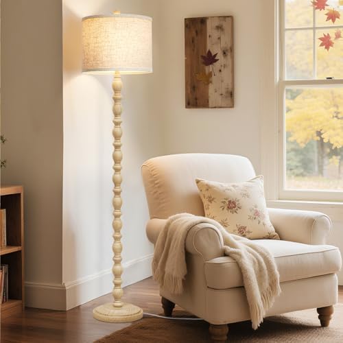 Luvkczc Farmhouse Floor Lamps for Living Room, Standing Lamp with Bulb