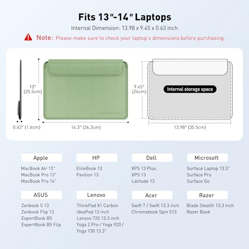 AboveTEK Laptop Bag Sleeve for MacBook Computer Expandable Storage, Two Adjustable Angles, Ultra-Slim Stylish, Fits 13"-14" Laptops - Blue