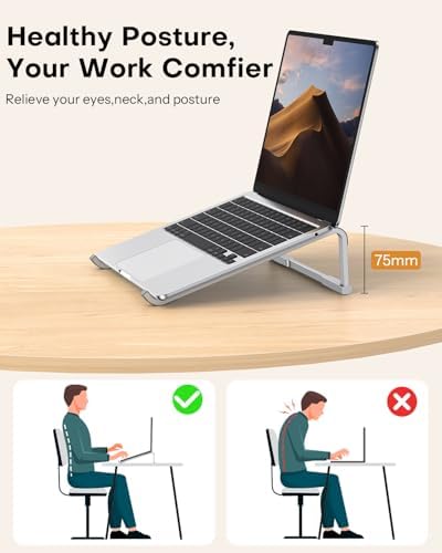 OMOTON Portable Laptop Stand for Desk, Foldable Riser, MacBook Stand