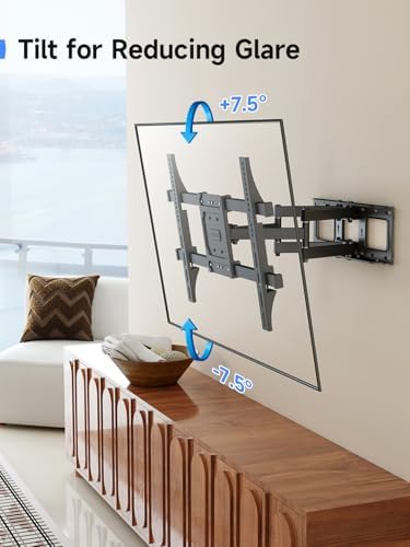 Suptek Full Motion TV Wall Mount for 42 to 86 Inch TV, Swivel and Tilt with Articulating Dual Arms, Max VESA 600X400mm, Holds up to 132lbs, Fits Max 16" Wood Studs, MA01A