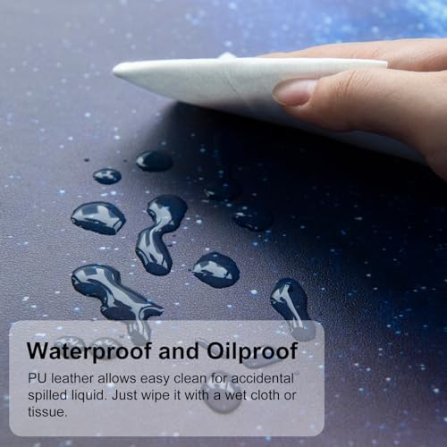 QiyI PU Leather Large Mouse Pad, Office Decor, 31.5" x 11.8", Blue Galaxy