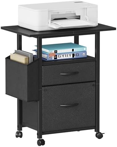 GYIIYUO 2 Drawer File Cabinet 24''W, Mobile Filing Cabinet, Printer Stand
