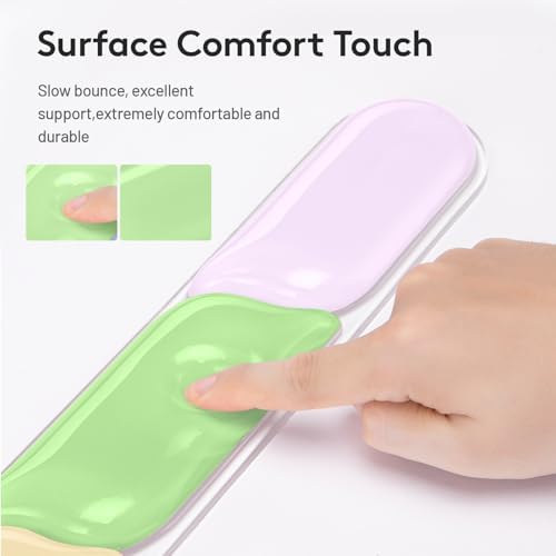 Keyboard and Mouse Wrist Rest Pad, Soft Gel Wrist Support Pad with Non-Slip Base, Upgrade Ergonomic Wrist Rest Support Set for Office Gaming, Pink Green Orange