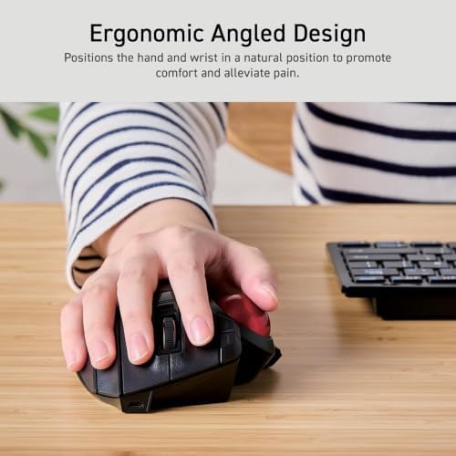 ELECOM EX-G Pro Trackball Mouse Wireless, Ergonomic, Thumb Control