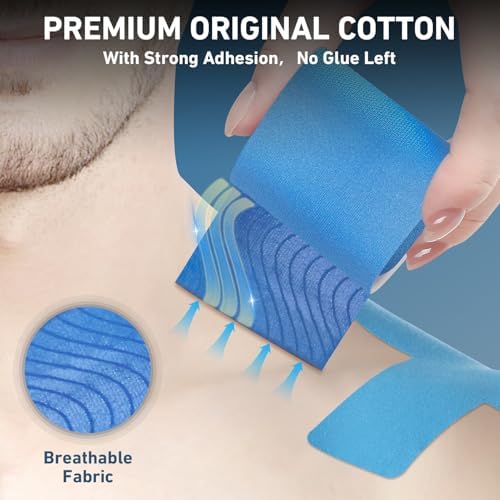 Kinesiology Tape for Shoulder Precut, 12 PCS Shoulder Tape for Pain Relief, KTQUICK Original Cotton Waterproof & Breathable, Enhance Elastic Sports Tape for Pain Support and Muscle Sports, Blue