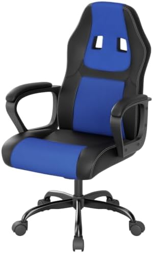 FDW Gaming Chair Leather+Breathable Mesh Computer Chair Executive Support Ergonomic Office Desk Chair with Armrests 360° Swivel & Caster Five Star Metal Base for Office or Gaming