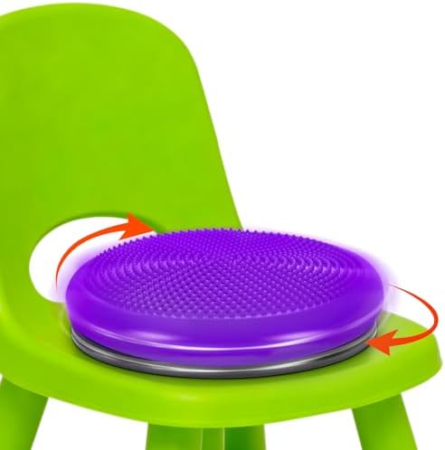 Wobble Cushion, Fimeetoy 360°Spinning Wiggle Seat, ADHD Sensory Chair,Flexible Seating in Classroom & Home,ADHD Tools for Kids,2-in-1 Detachable Balance Pad,Fidget for Focus-Purple