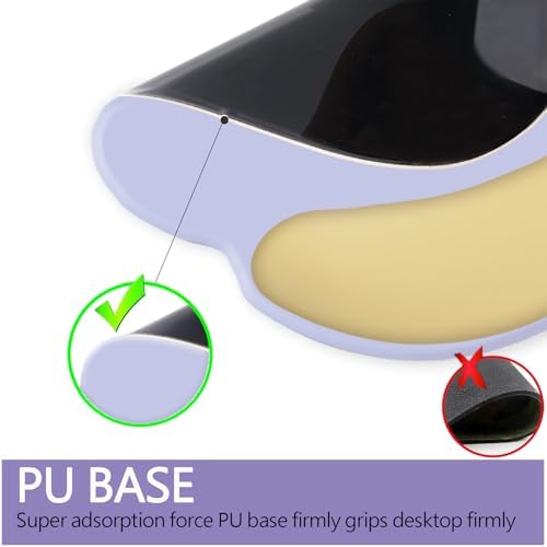 Ergonomic Mouse Pad, Mouse Pad with Wrist Support, Comfortable Gaming Mouse Pads with Non-Slip PU Base for Computer, Laptop, Office & Home (Purple- Beige)