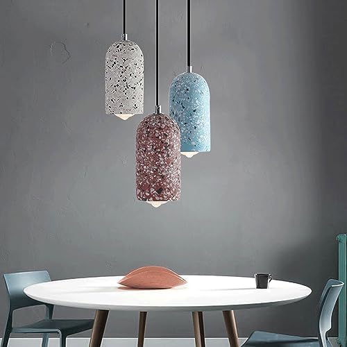 Concrete Industrial Style Light,E27 Base Single-Head Chandelier,Creative Colored Cement Little Hanging Lamp,Front Desk Ckitchen Island Decorative Lighting Fixtures/Red