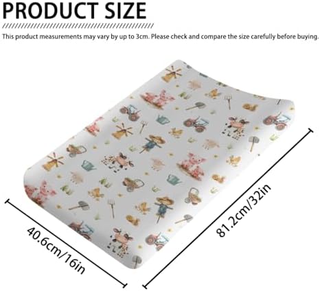 Cartoon Farm Animals Cow Chicken Pigs Sheep Farm Life Tractor Baby Changing Pad Cover,Unisex Farm Nursery Diaper Changing Table Pad Mat Sheet for Boys Girls-16x32