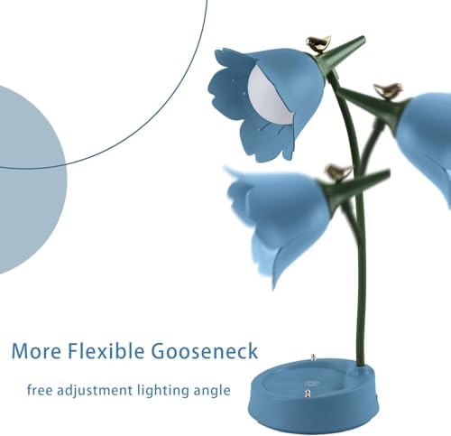 Desk Lamp for Kid, Dimmable LED Table Lamp with 3 Colour Temperatures, Rechargeable Desk Lamp with Touch Sensor and Flexible Arm, USB Bedside Lamp for Reading, Learning, Working (Blue)